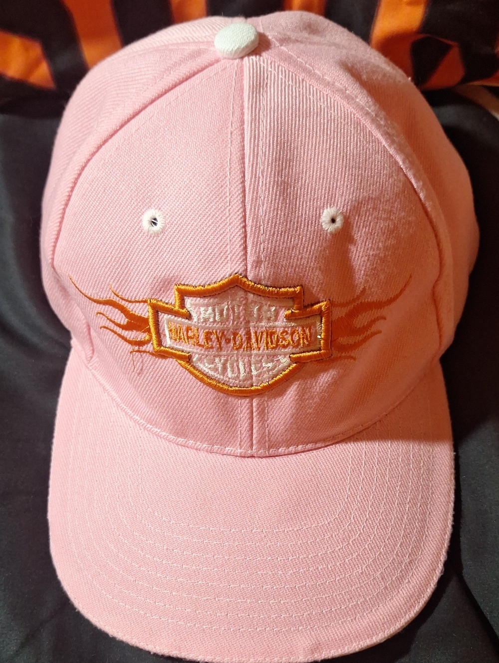 Harley-Davidson Pink Baseball Cap with Orange Embroidered Logo